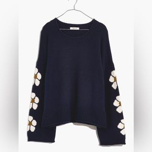 Madewell Belmore Floral-Sleeve Pullover Sweater!